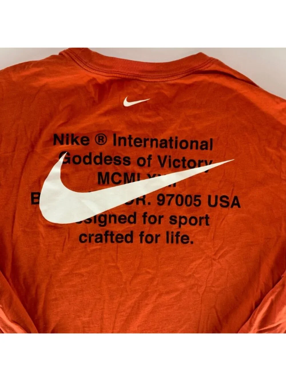 Nike Orange Long Sleeve Crewneck Shirt Mens Large